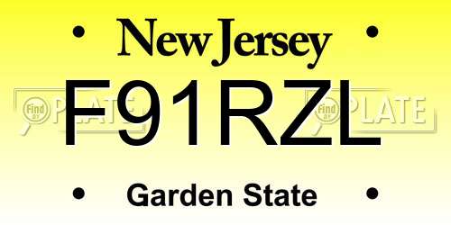 F91RZL New Jersey License Plate