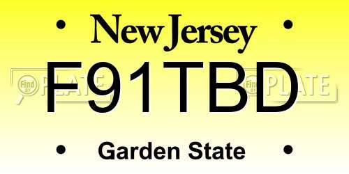 F91TBD New Jersey License Plate