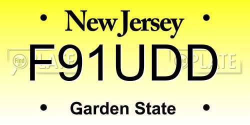 F91UDD New Jersey License Plate