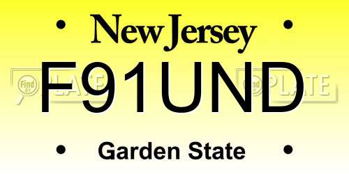 F91UND New Jersey License Plate
