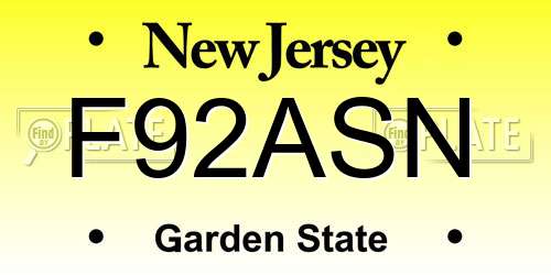 F92ASN New Jersey License Plate