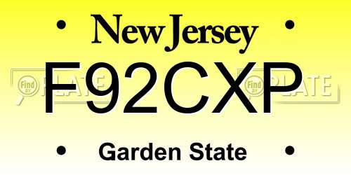 F92CXP New Jersey License Plate
