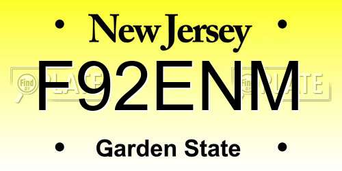 F92ENM New Jersey License Plate
