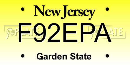 F92EPA New Jersey License Plate