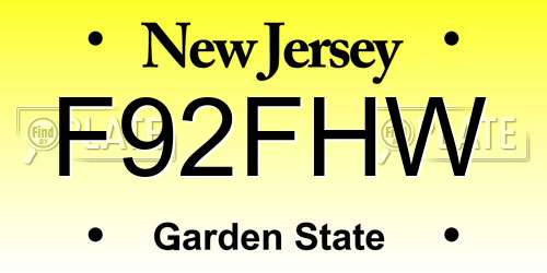 F92FHW New Jersey License Plate