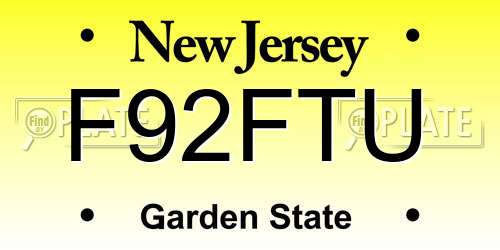 F92FTU New Jersey License Plate