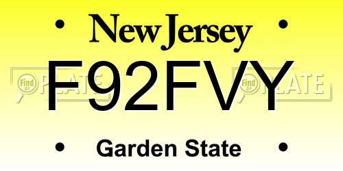 F92FVY New Jersey License Plate
