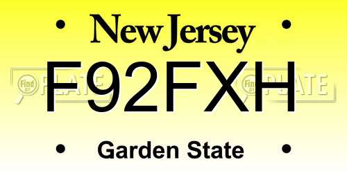 F92FXH New Jersey License Plate