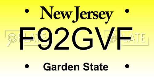 F92GVF New Jersey License Plate
