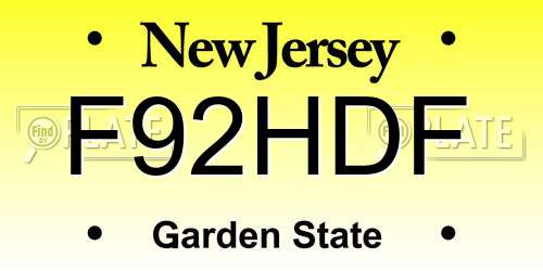 F92HDF New Jersey License Plate