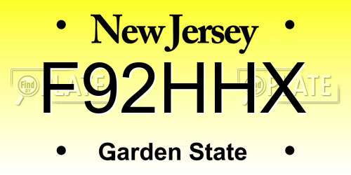 F92HHX New Jersey License Plate
