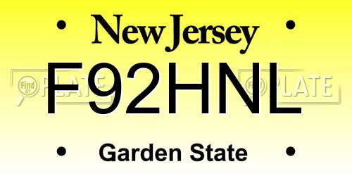 F92HNL New Jersey License Plate