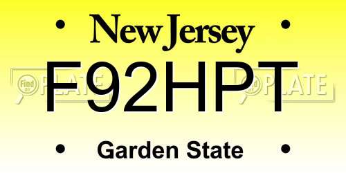 F92HPT New Jersey License Plate