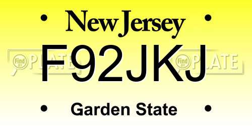 F92JKJ New Jersey License Plate