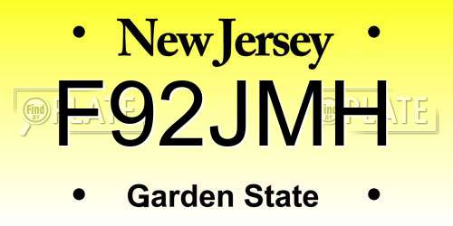 F92JMH New Jersey License Plate