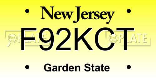 F92KCT New Jersey License Plate