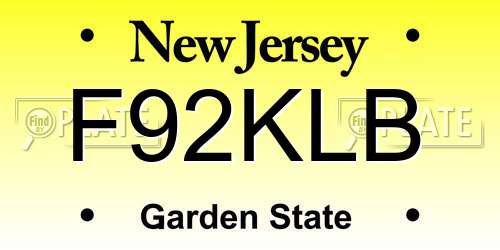 F92KLB New Jersey License Plate