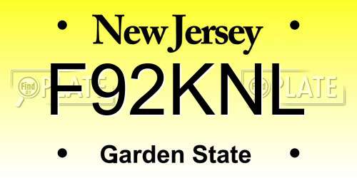 F92KNL New Jersey License Plate