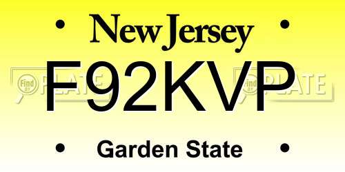 F92KVP New Jersey License Plate