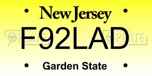 F92LAD New Jersey License Plate