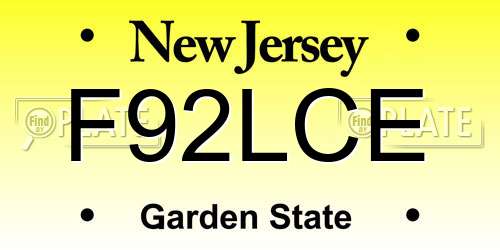 F92LCE New Jersey License Plate