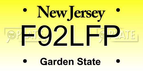 F92LFP New Jersey License Plate