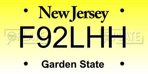 F92LHH New Jersey License Plate