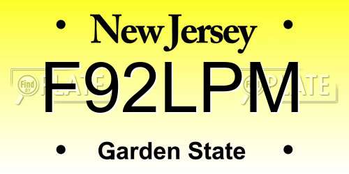 F92LPM New Jersey License Plate