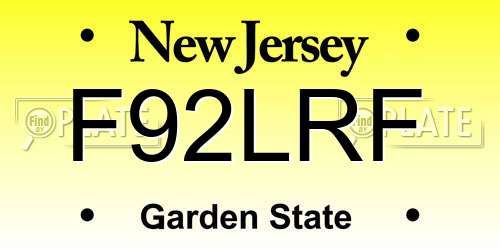 F92LRF New Jersey License Plate