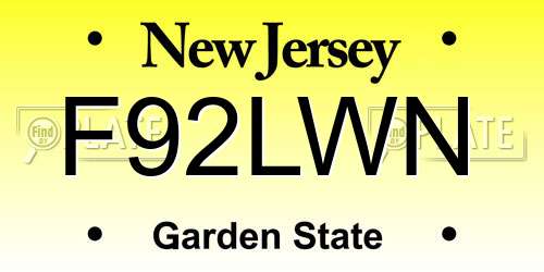F92LWN New Jersey License Plate