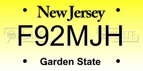 F92MJH New Jersey License Plate
