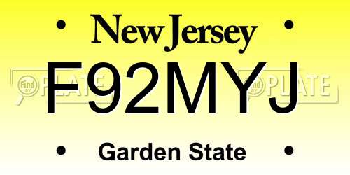 F92MYJ New Jersey License Plate