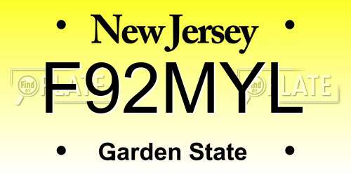 F92MYL New Jersey License Plate