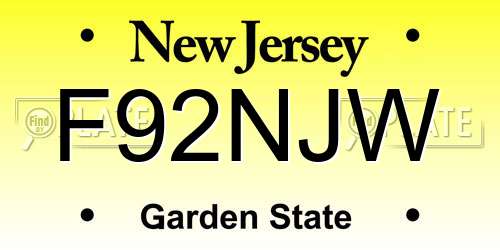 F92NJW New Jersey License Plate