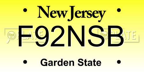 F92NSB New Jersey License Plate