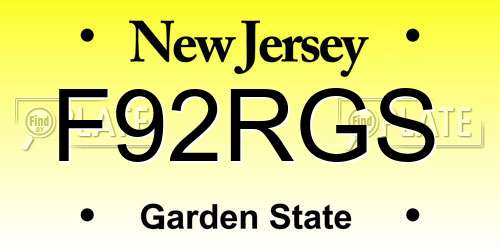 F92RGS New Jersey License Plate