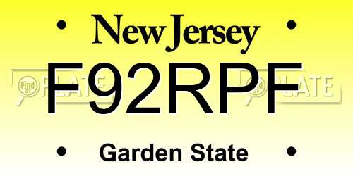 F92RPF New Jersey License Plate