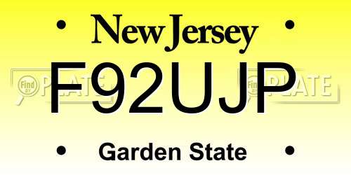 F92UJP New Jersey License Plate