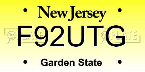 F92UTG New Jersey License Plate