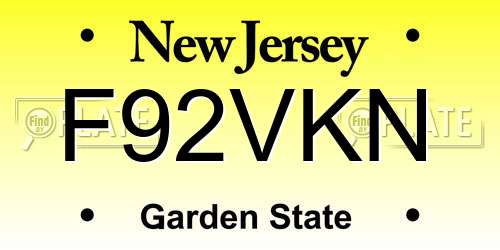 F92VKN New Jersey License Plate
