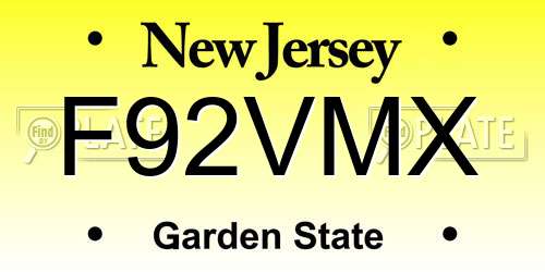 F92VMX New Jersey License Plate