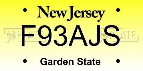 F93AJS New Jersey License Plate