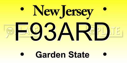 F93ARD New Jersey License Plate