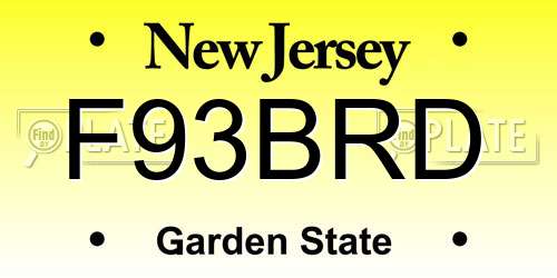 F93BRD New Jersey License Plate