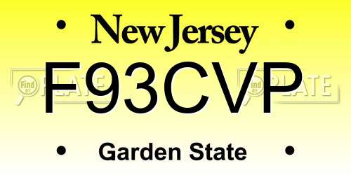 F93CVP New Jersey License Plate
