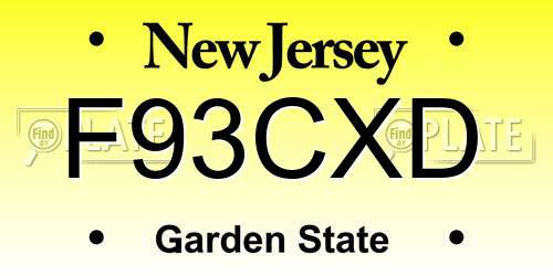 F93CXD New Jersey License Plate
