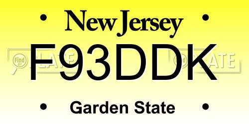 F93DDK New Jersey License Plate