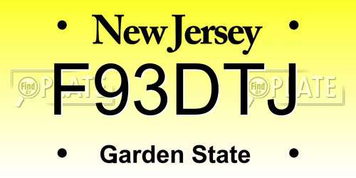 F93DTJ New Jersey License Plate
