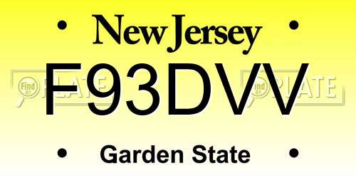 F93DVV New Jersey License Plate