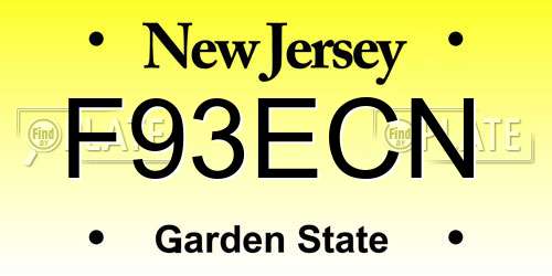 F93ECN New Jersey License Plate
